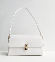 New Look White Leather-Look Twist Lock Shoulder Bag